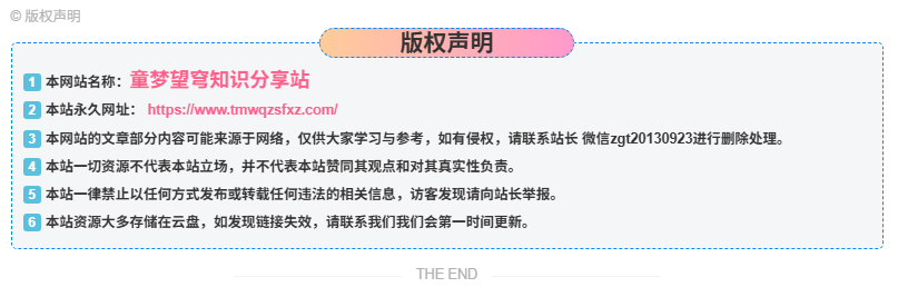 文章页底部版权声明美化教程-童梦望穹知识分享站